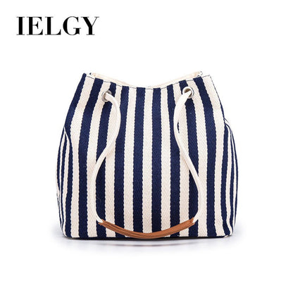IELGY European and American striped canvas simple canvas bag Small fresh striped shoulder bag Messenger handbag