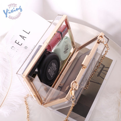 IELGY Transparent acrylic bag hot sale ladies square bag shoulder chain bag