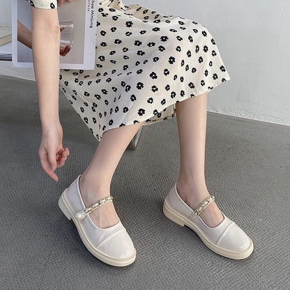 IELGY Thick-soled British style small leather shoes women shoes Mary Jane jk love beanie black single shoes