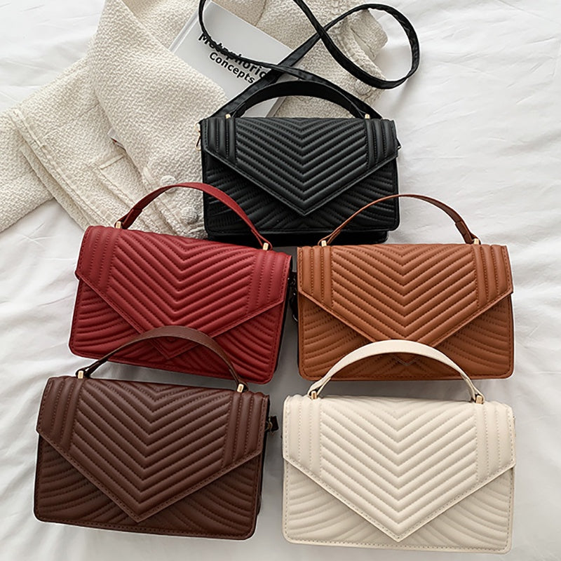 IELGY fashion rhombus embroidery thread female bag retro small square solid color texture single-shoulder messenger