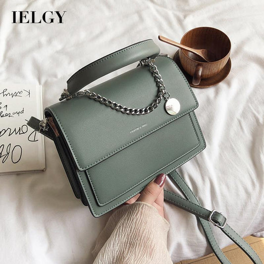 IELGY casual Women's messenger bag, commuter White one shoulder, solid color soft all-match fashion