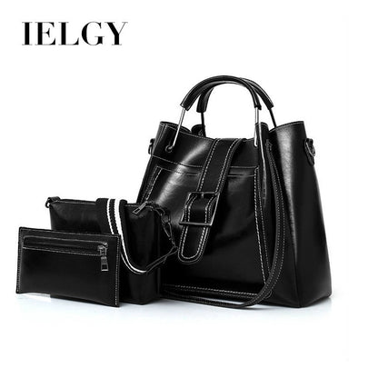 IELGY Oil wax leather female and female bag new three-piece Korean diagonal shoulder bag