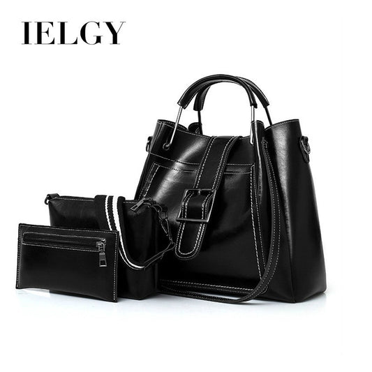 IELGY Oil wax leather female and female bag new three-piece Korean diagonal shoulder bag