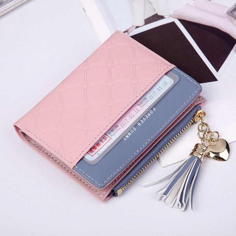 IELGY ladies coin purse contrast color wallet zipper button bag