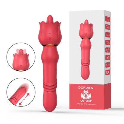 YOUTHAV Lotus vibration super strong stimulation G point direct insertion silicone AV stick motor 12 frequency vibration teasing tongue licking vibrator
