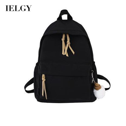 IELGY Korean schoolbag female simple black wild canvas backpack trend