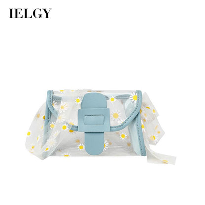 IELGY Transparent White All-match Color matching Printed Casual Women's bag Daisy One shoulder Diagonal