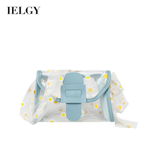 IELGY Transparent White All-match Color matching Printed Casual Women's bag Daisy One shoulder Diagonal