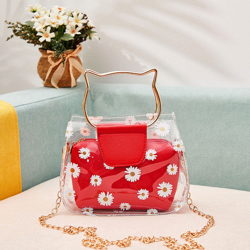 IELGY all-match daisy outing Korean version jelly bag design portable shopping mobile phone bag mother-and-child bag one-shoulder diagonal handbag