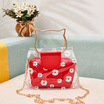 IELGY all-match daisy outing Korean version jelly bag design portable shopping mobile phone bag mother-and-child bag one-shoulder diagonal handbag