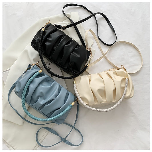 IELGY Folding bag female Korean shoulder bag trend Joker atmosphere solid color clouds diagonal bag