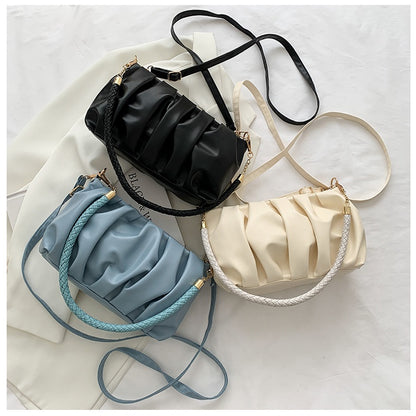 IELGY Folding bag female Korean shoulder bag trend Joker atmosphere solid color clouds diagonal bag