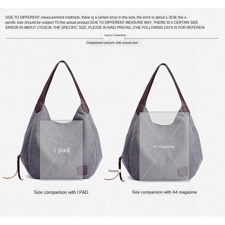 New canvas bag female bag fashion wild art simple shoulder bag multi-compartment leisure big bag