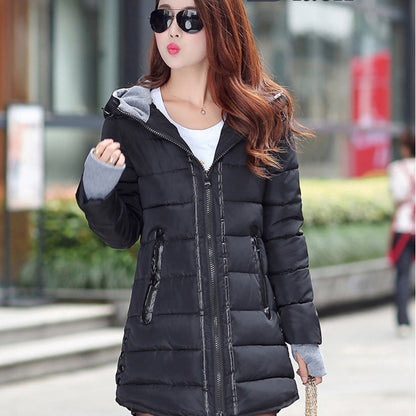 IELGY Slim mid-length warm padded jacket with hooded padded jacket