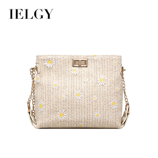 IELGY straw woven bag women's bag all-match chain woven one-shoulder messenger bag