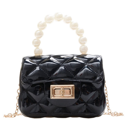 IELGY New jelly chain pearl handbag rhombus women's bag