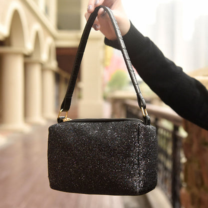 IELGY Fashion casual sequins large capacity shoulder lightweight cross-body handbag portable pillow bag chain