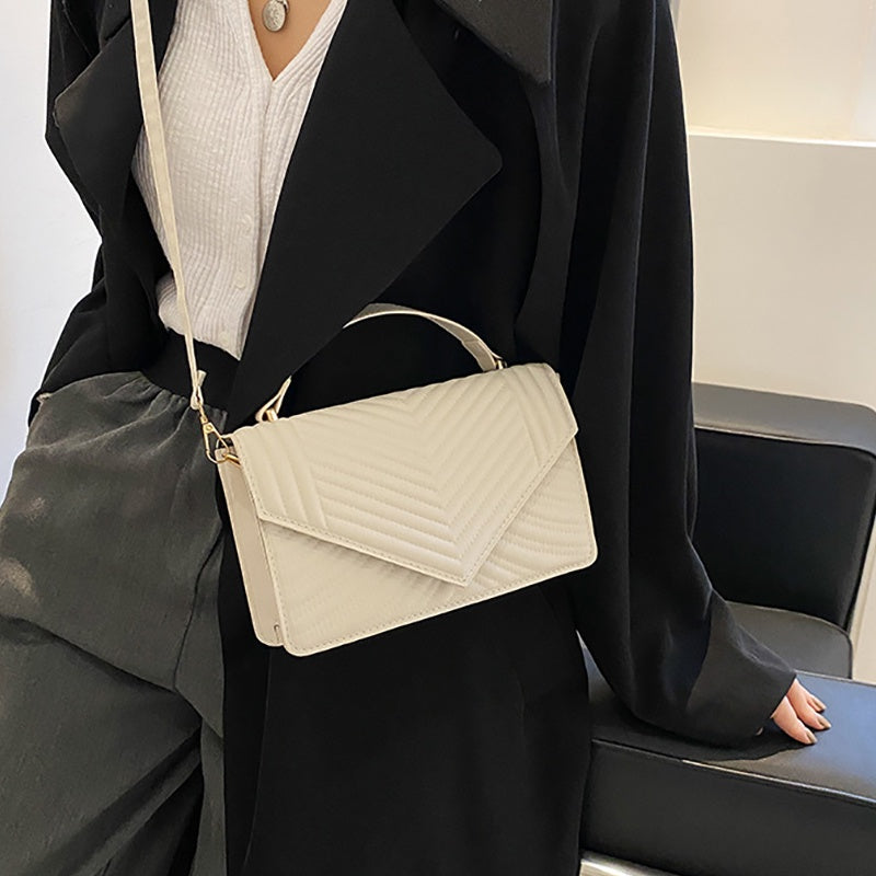 IELGY fashion rhombus embroidery thread female bag retro small square solid color texture single-shoulder messenger