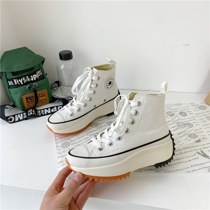IELGY women's sports style is thin hip-hop canvas shoes platform high-top laces