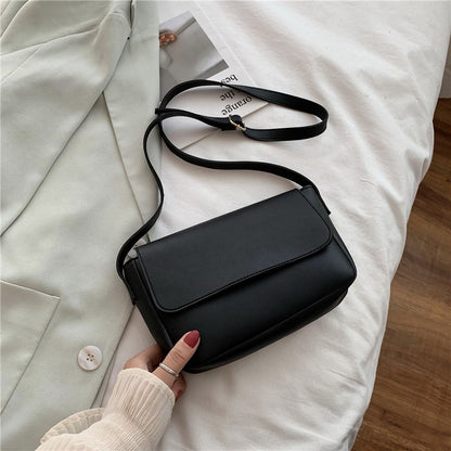 IELGY Solid color Casual All-match All-match Women's bag Trendy Black One shoulder Korean version Crossbody