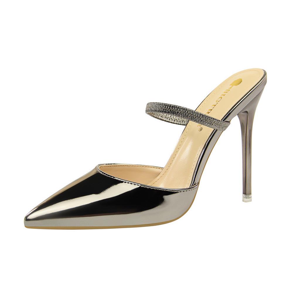 IELGY Pointed toe high-heeled slippers 10.5cm stiletto shallow mouth fashion hollow women's shoes