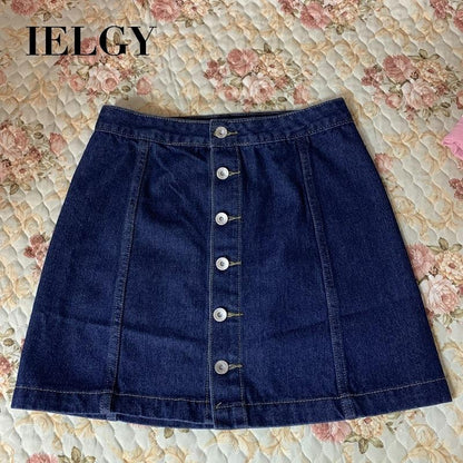 IELGY Women's classic wild fashion A-line skirt Casual denim skirt denim size M-XL,Ready stock,Hot