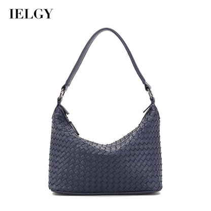 IELGY Women's bag One-shoulder Single Purple PU Woven All-match Soft surface Portable