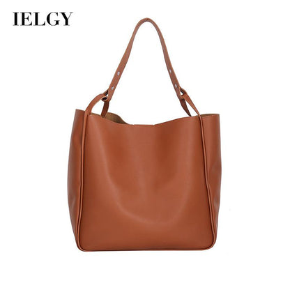 IELGY solid color female texture fashion western style shoulder bag large capacity