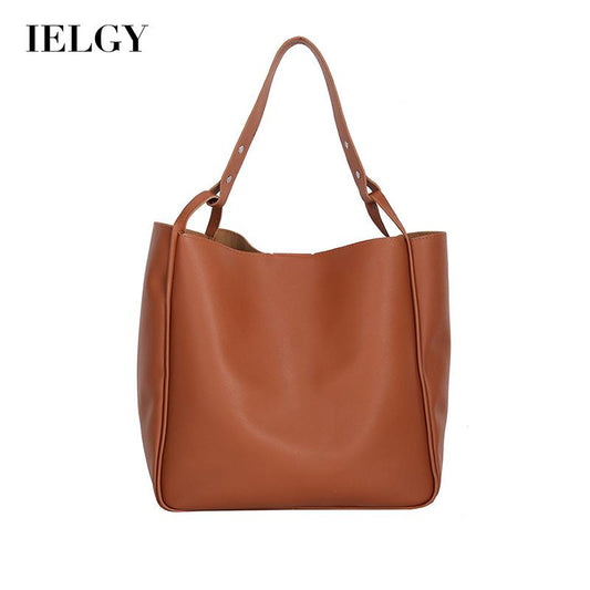 IELGY solid color female texture fashion western style shoulder bag large capacity