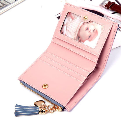 IELGY ladies coin purse contrast color wallet zipper button bag