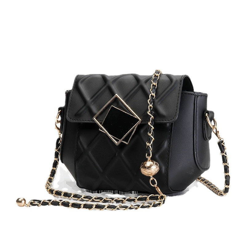 IELGY Fashion Lingge Chain Female Diagonal Korean Style Temperament Small Square Bag