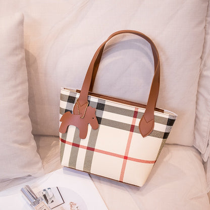 IELGY Change Storage Scottish check Everyday Fashion Light Makeup Brown small bag Print Women's handbag