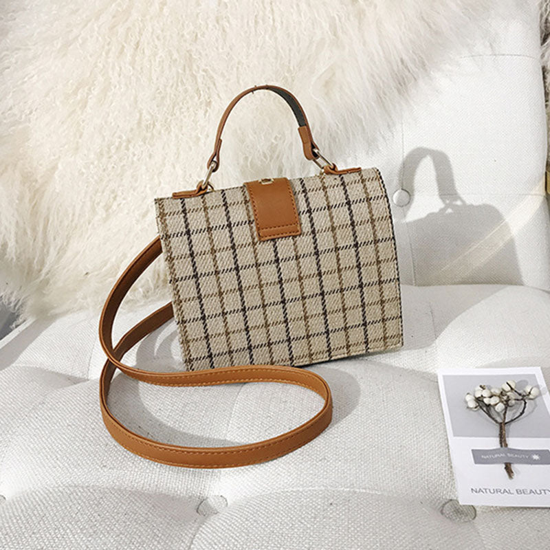 IELGY Women's bag portable all-match one shoulder lock plaid fashion casual square crossbody