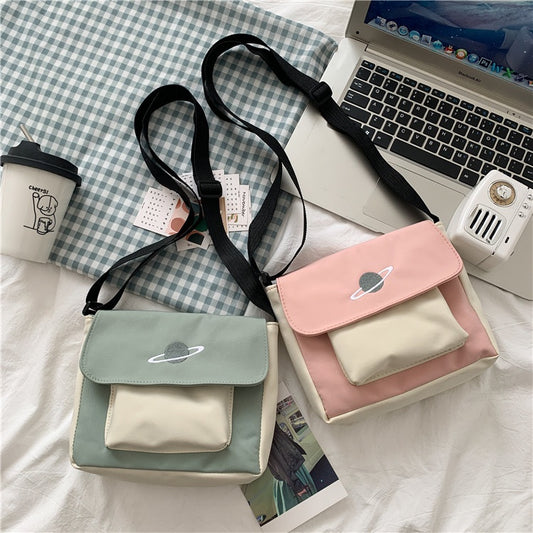 IELGY Spot new solid color street canvas shoulder bag