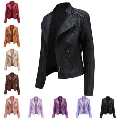 IELGY new spring and autumn women's leather jacket women's short jacket slim thin leather jacket ladies motorcycle clothing