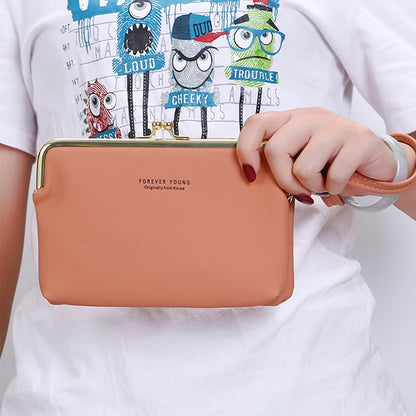 IELGY Ladies Elegant Wallet Frosted PU Leather Double Zipper Long Portable