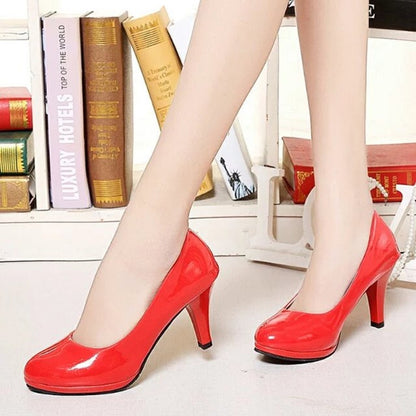 IELGY Korean women's shoes casual high-heeled thick-heeled matte black