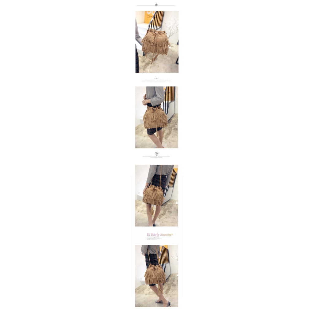 New women bag tassel bucket bag shoulder bag