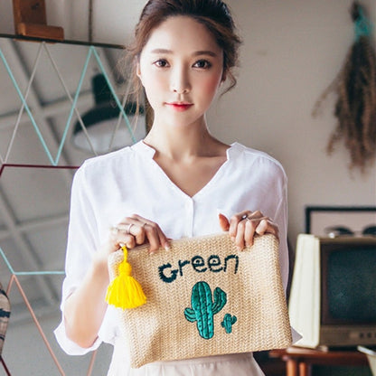Straw bag cactus envelope bag