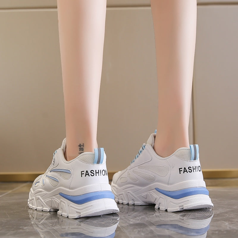 IELGY Fashionable Breathable Trendy Korean Round Toe Lace-up Sports Women's Shoes