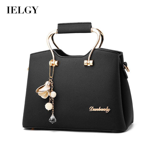 IELGY metal decoration elegant Korean style fashion stitching messenger large-capacity female bag