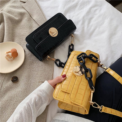 IELGY One-shoulder handbags fashion crocodile pattern wild retro Messenger small square bag female