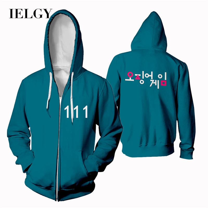 IELGY Plus size Squid Game Squid Game Zipper Park Hae Soo Korean Drama Sportswear Plus Size Sweatshirt Jacket