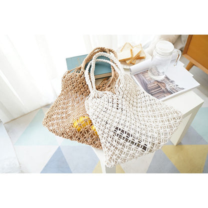 IELGY net woven bag vacation beach bag handbag Fashion