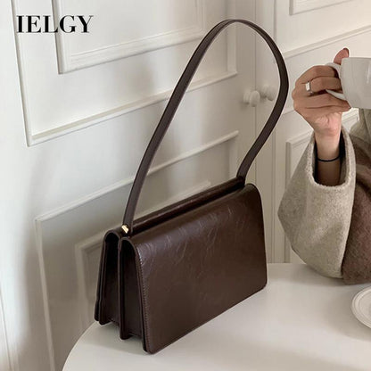 IELGY women's niche design retro pu leather shoulder bag