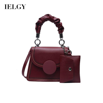 IELGY Women's bag casual black PU portable one shoulder all-match square crossbody fashion