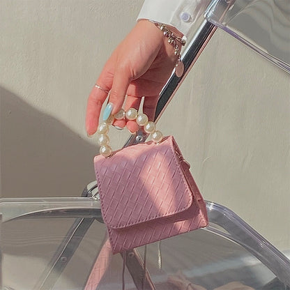 IELGY cute braided mini pearl chain messenger bag women
