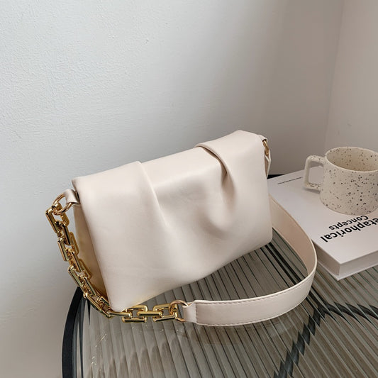 IELGY thick chain small design solid color shoulder diagonal