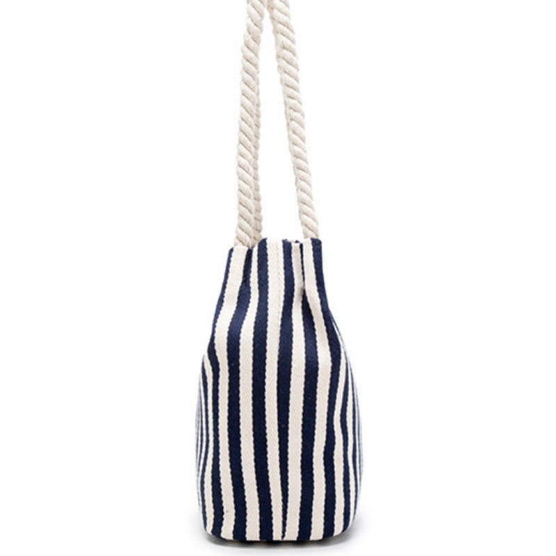 IELGY summer creative print striped one-shoulder cotton bag storage bag European and American fashion female bag