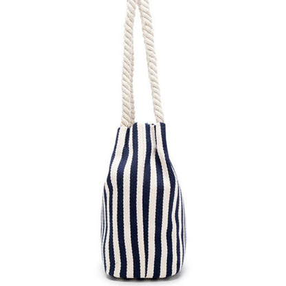 IELGY summer creative print striped one-shoulder cotton bag storage bag European and American fashion female bag